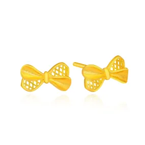 TAKA Jewellery 999 Pure Gold Earrings Ribbon