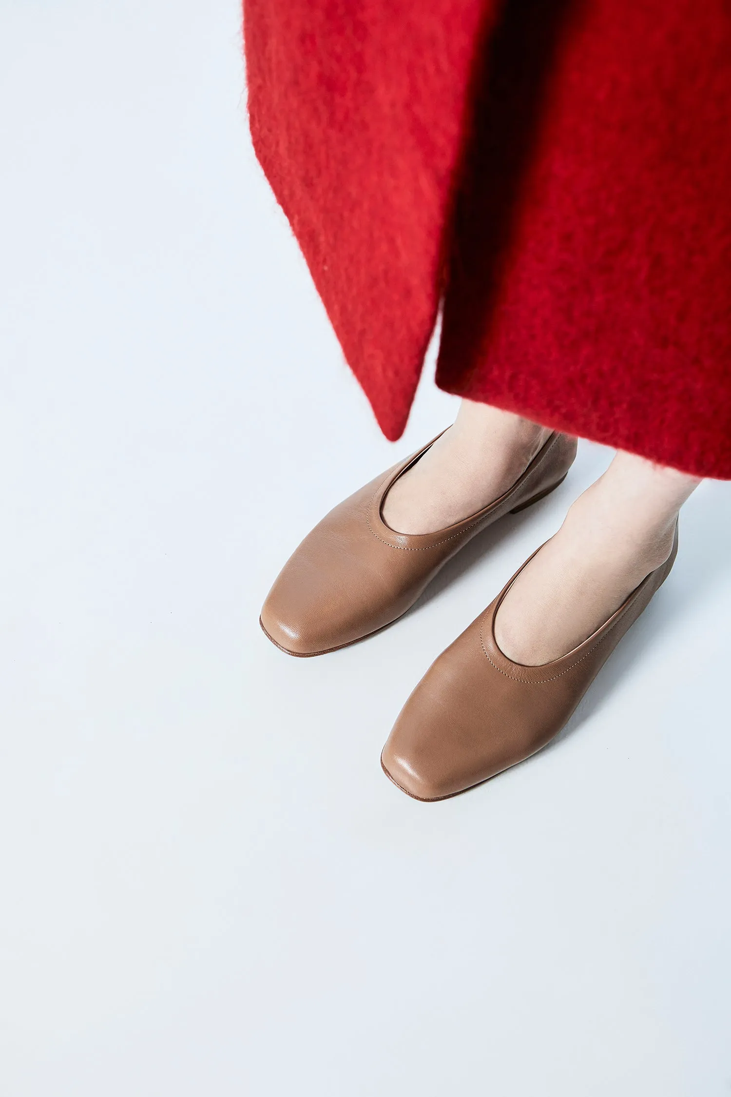 Tan Leather Ballet Flats